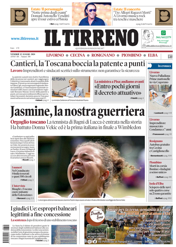 Prima-pagina-tirreno-edizione-di-oggi-12-07-2024