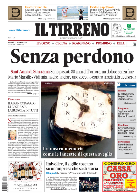 Prima-pagina-tirreno-edizione-di-oggi-12-08-2024