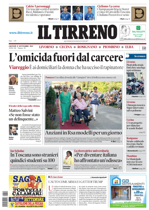 Prima-pagina-tirreno-edizione-di-oggi-12-09-2024