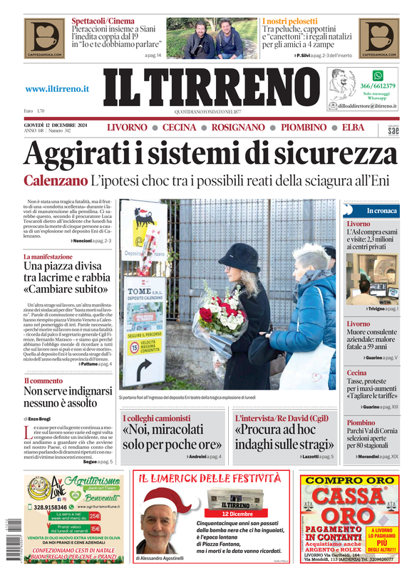 Prima-pagina-tirreno-edizione-di-oggi-12-12-2024