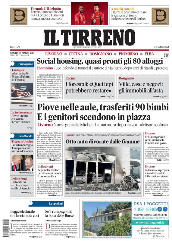 Prima-pagina-tirreno-edizione-di-oggi-13-03-2025