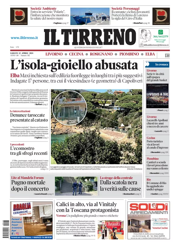 Prima-pagina-tirreno-edizione-di-oggi-13-04-2024