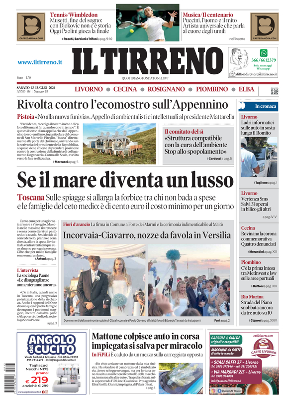 Prima-pagina-tirreno-edizione-di-oggi-13-07-2024