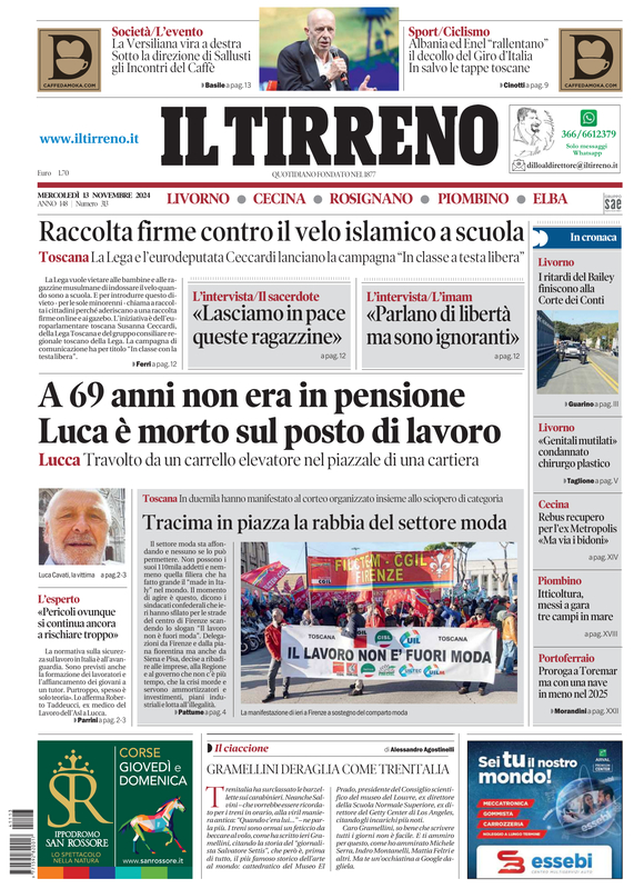 Prima-pagina-tirreno-edizione-di-oggi-13-11-2024