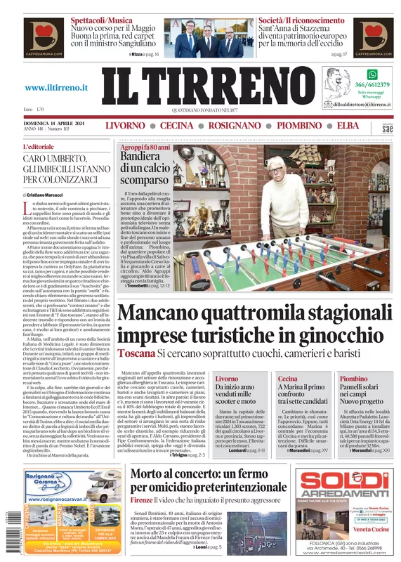 Prima-pagina-tirreno-edizione-di-oggi-14-04-2024