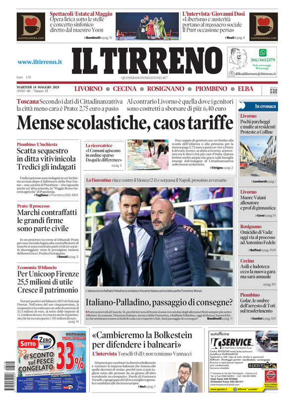 Prima-pagina-tirreno-edizione-di-oggi-14-05-2024