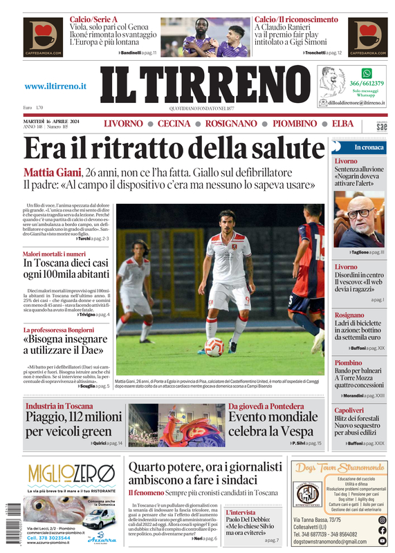 Prima-pagina-tirreno-edizione-di-oggi-16-04-2024