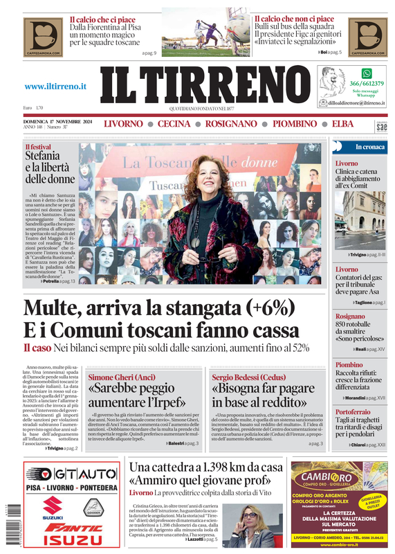 Prima-pagina-tirreno-edizione-di-oggi-17-11-2024