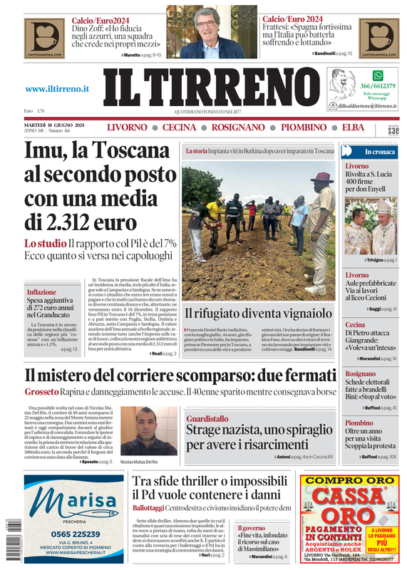 Prima-pagina-tirreno-edizione-di-oggi-18-06-2024