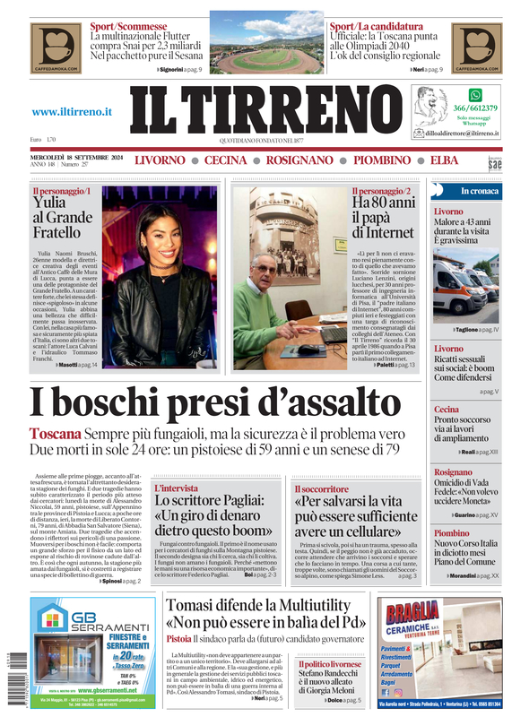 Prima-pagina-tirreno-edizione-di-oggi-18-09-2024