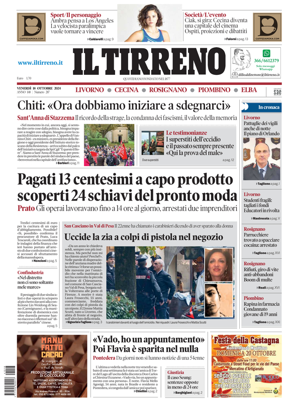 Prima-pagina-tirreno-edizione-di-oggi-18-10-2024