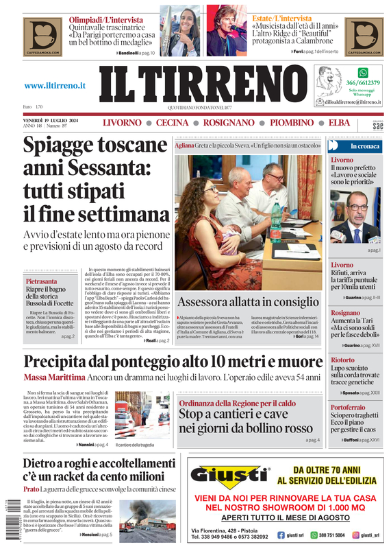 Prima-pagina-tirreno-edizione-di-oggi-19-07-2024