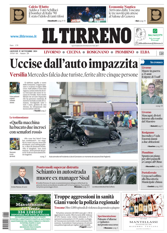 Prima-pagina-tirreno-edizione-di-oggi-19-09-2024