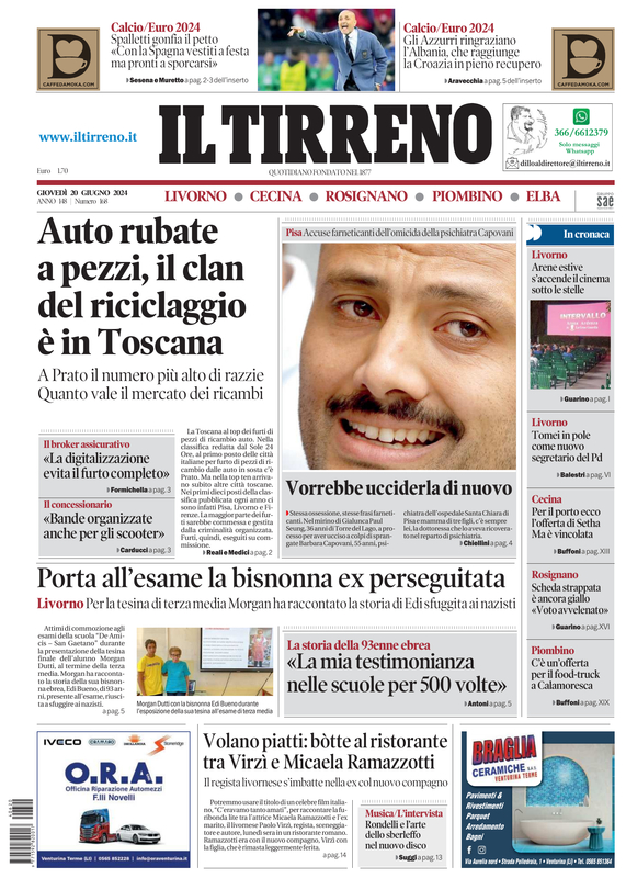 Prima-pagina-tirreno-edizione-di-oggi-20-06-2024