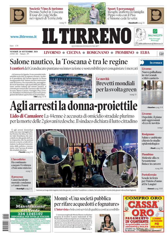 Prima-pagina-tirreno-edizione-di-oggi-20-09-2024