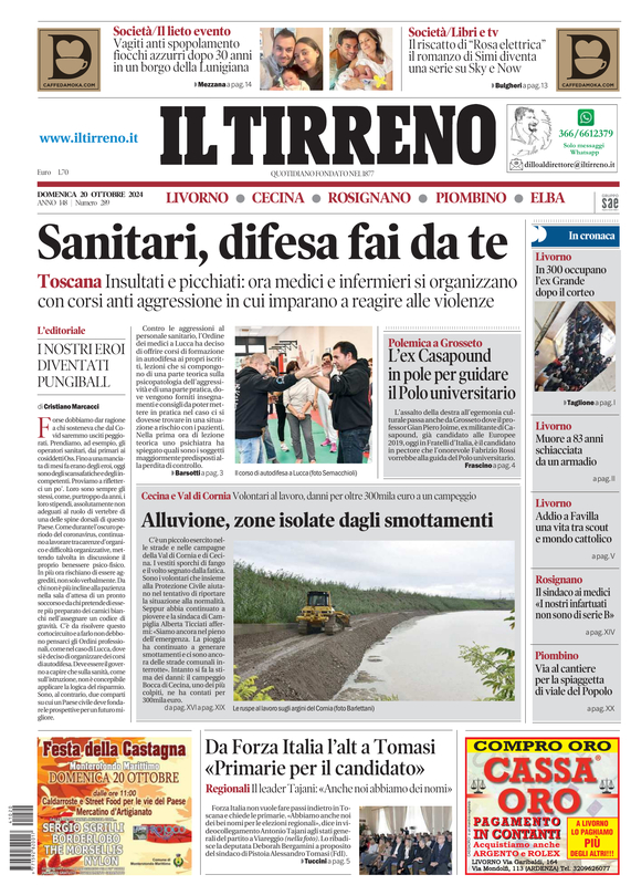 Prima-pagina-tirreno-edizione-di-oggi-20-10-2024