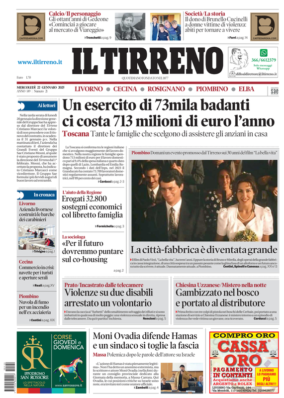 Prima-pagina-tirreno-edizione-di-oggi-22-01-2025