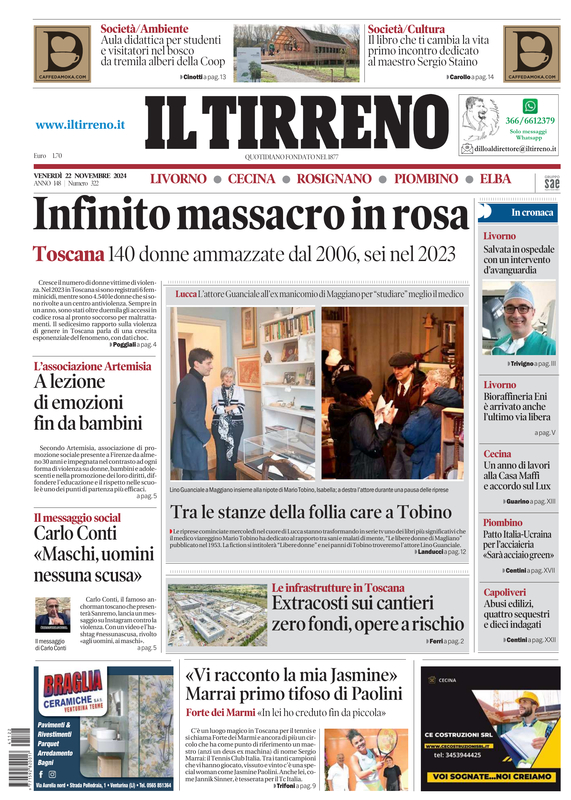 Prima-pagina-tirreno-edizione-di-oggi-22-11-2024