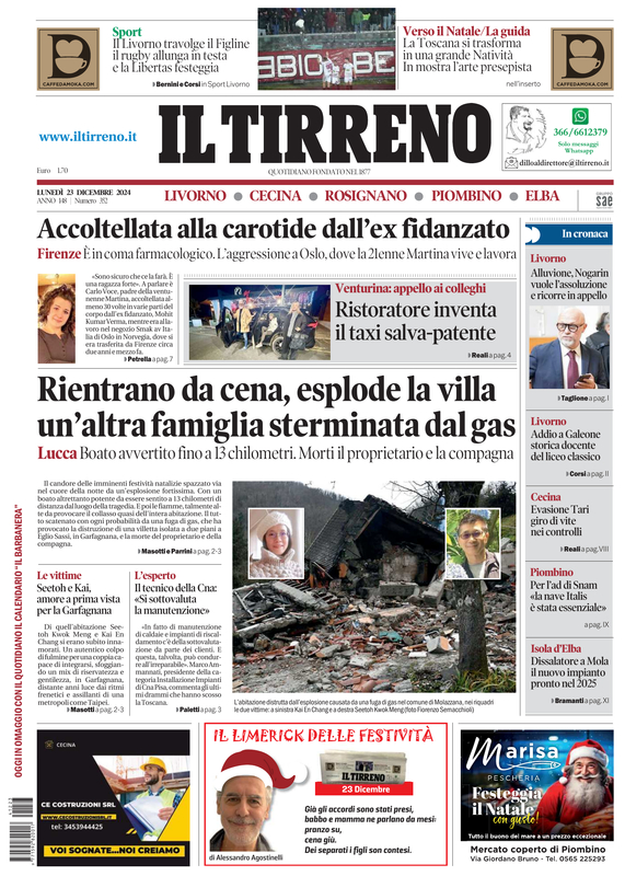 Prima-pagina-tirreno-edizione-di-oggi-23-12-2024