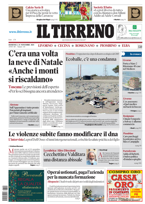 Prima-pagina-tirreno-edizione-di-oggi-24-11-2024