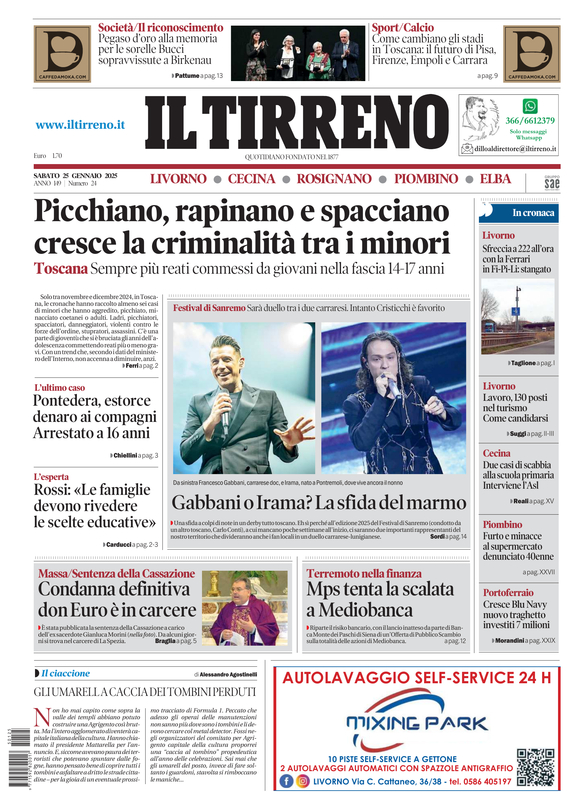 Prima-pagina-tirreno-edizione-di-oggi-25-01-2025