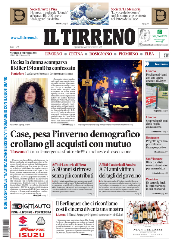 Prima-pagina-tirreno-edizione-di-oggi-25-10-2024