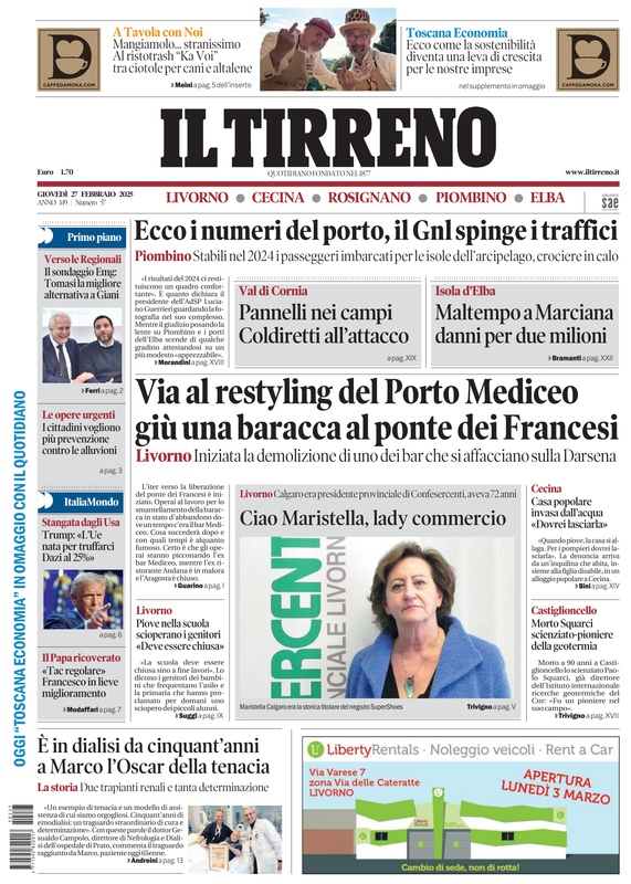 Prima-pagina-tirreno-edizione-di-oggi-27-02-2025