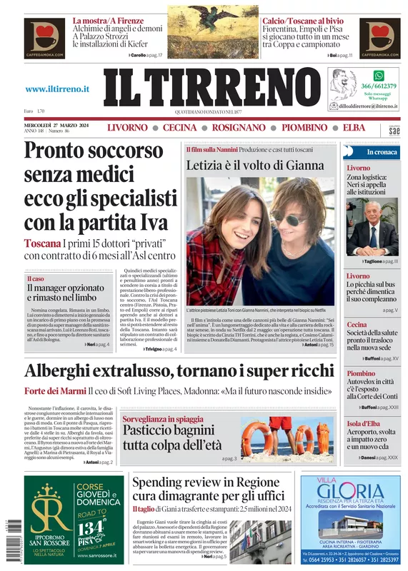 Prima-pagina-tirreno-edizione-di-oggi-27-03-2024