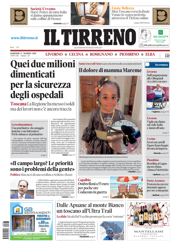 Prima-pagina-tirreno-edizione-di-oggi-27-08-2024