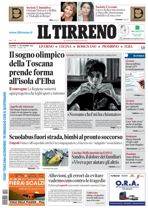 Prima-pagina-tirreno-edizione-di-oggi-27-09-2024