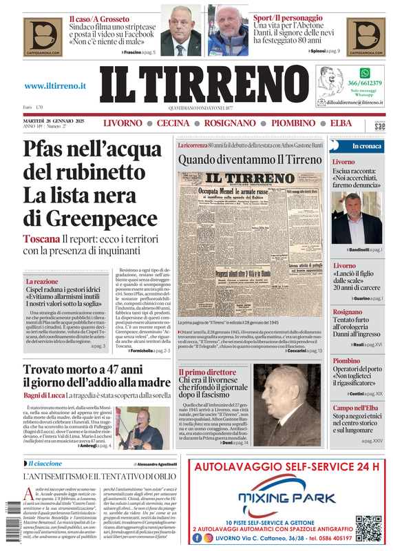 Prima-pagina-tirreno-edizione-di-oggi-28-01-2025