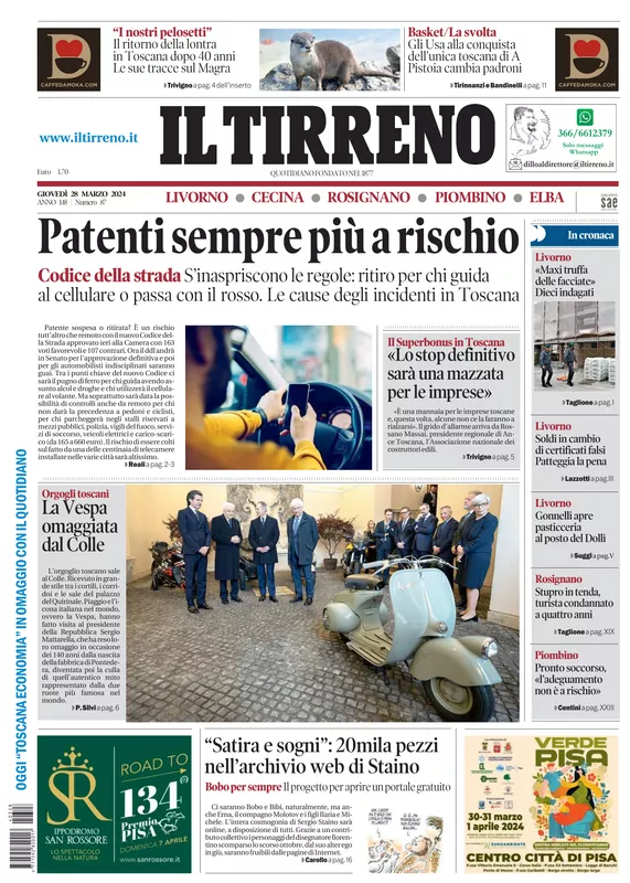 Prima-pagina-tirreno-edizione-di-oggi-28-03-2024