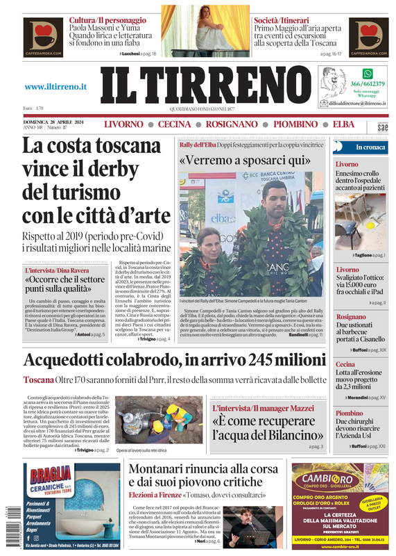 Prima-pagina-tirreno-edizione-di-oggi-28-04-2024