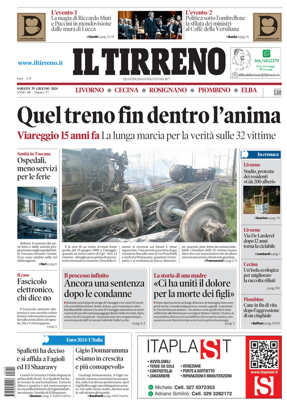 Prima-pagina-tirreno-edizione-di-oggi-29-06-2024