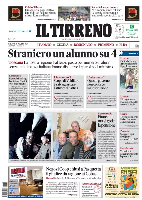 Prima-pagina-tirreno-edizione-di-oggi-30-03-2024