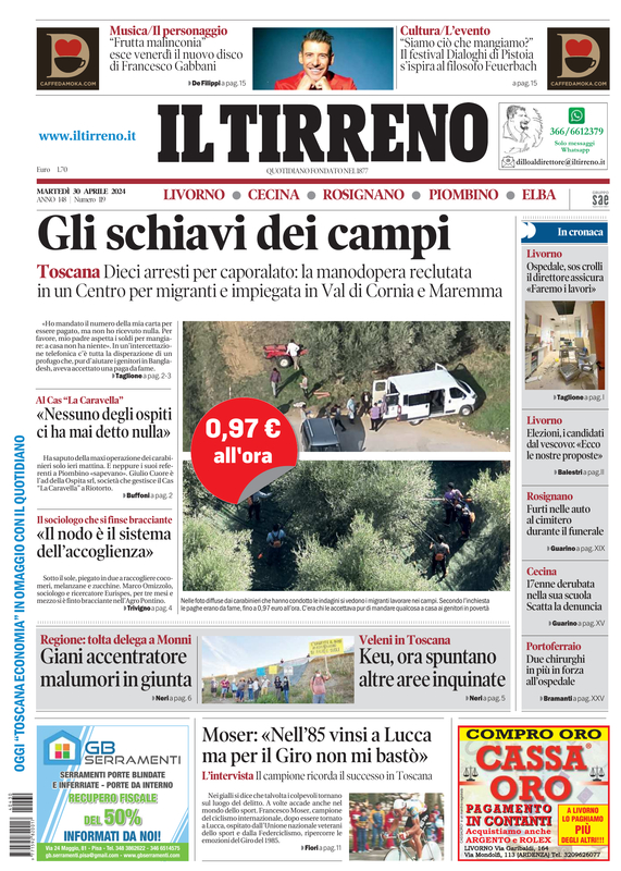 Prima-pagina-tirreno-edizione-di-oggi-30-04-2024