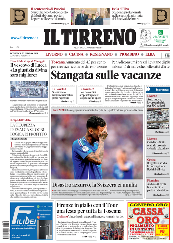 Prima-pagina-tirreno-edizione-di-oggi-30-06-2024