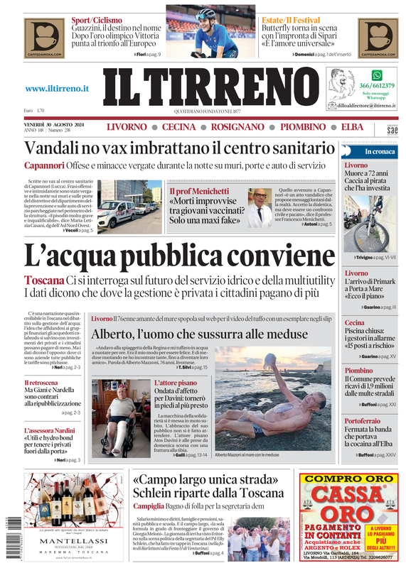 Prima-pagina-tirreno-edizione-di-oggi-30-08-2024