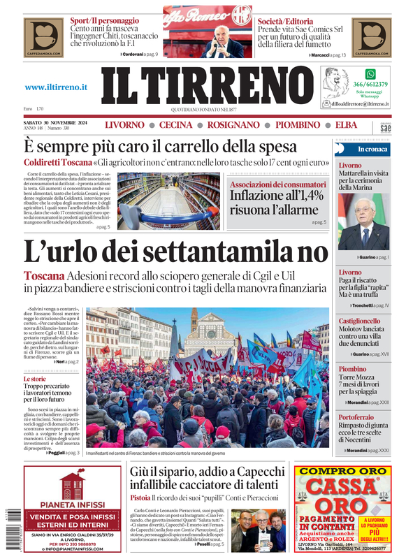 Prima-pagina-tirreno-edizione-di-oggi-30-11-2024