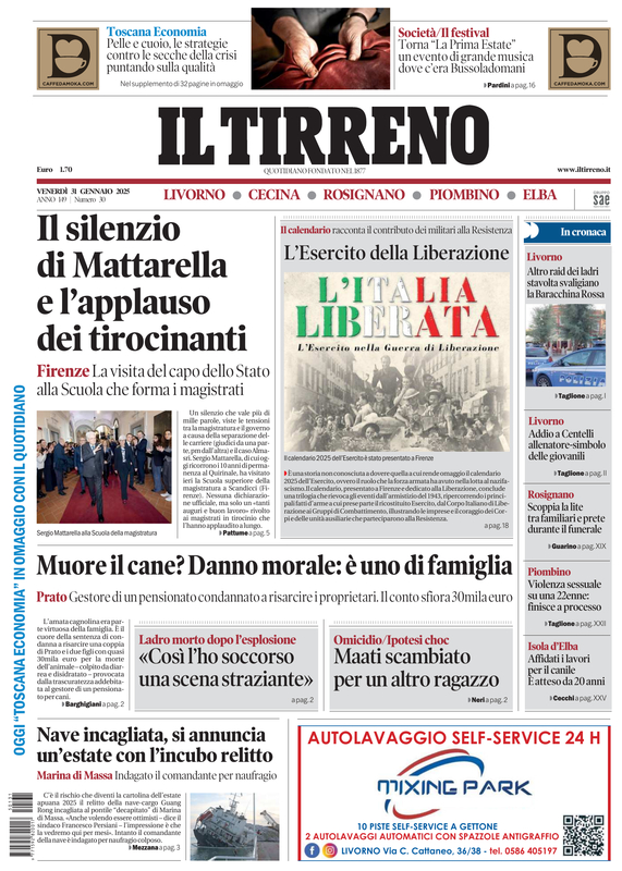 Prima-pagina-tirreno-edizione-di-oggi-31-01-2025