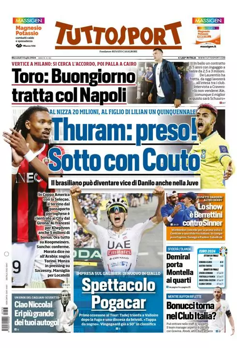 Prima-pagina-tutto-sport-edizione-di-oggi-03-07-2024