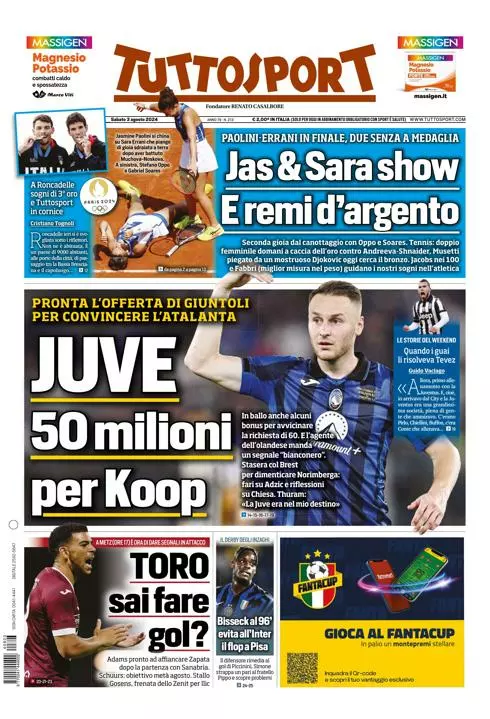 Prima-pagina-tutto-sport-edizione-di-oggi-03-08-2024