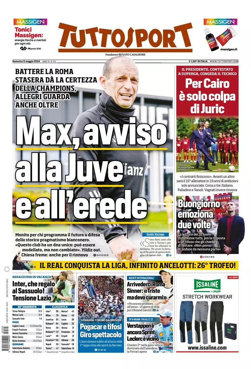 Prima-pagina-tutto-sport-edizione-di-oggi-05-05-2024