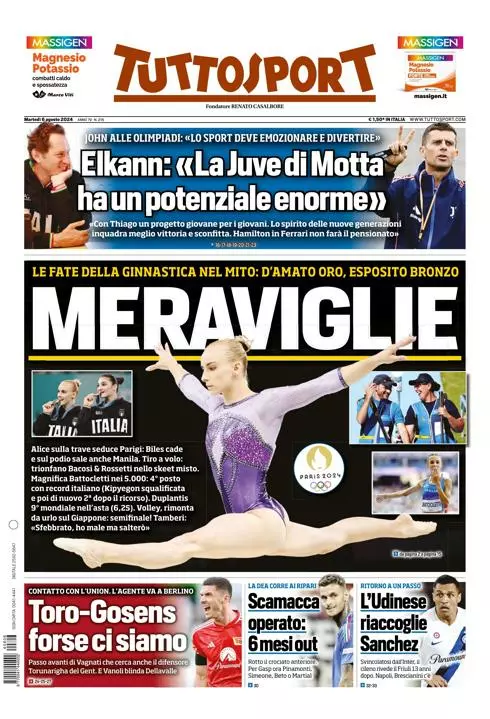 Prima-pagina-tutto-sport-edizione-di-oggi-06-08-2024