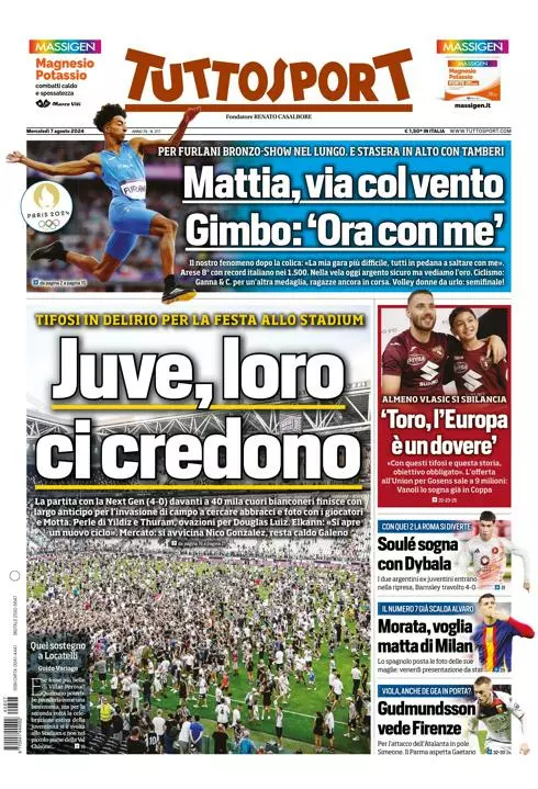 Prima-pagina-tutto-sport-edizione-di-oggi-07-08-2024