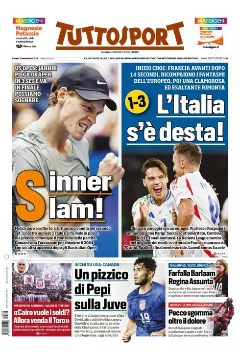 Prima-pagina-tutto-sport-edizione-di-oggi-07-09-2024