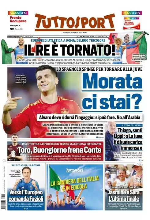 Prima-pagina-tutto-sport-edizione-di-oggi-09-06-2024