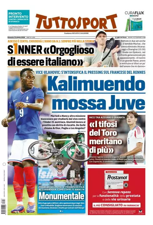 Prima-pagina-tutto-sport-edizione-di-oggi-13-10-2024