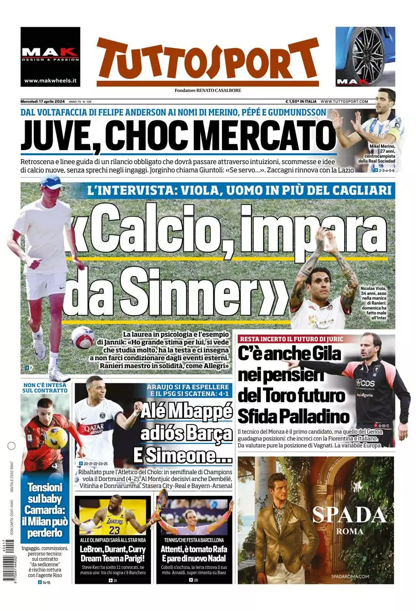 Prima-pagina-tutto-sport-edizione-di-oggi-17-04-2024