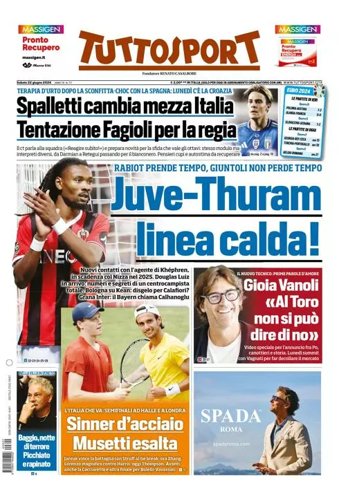 Prima-pagina-tutto-sport-edizione-di-oggi-22-06-2024